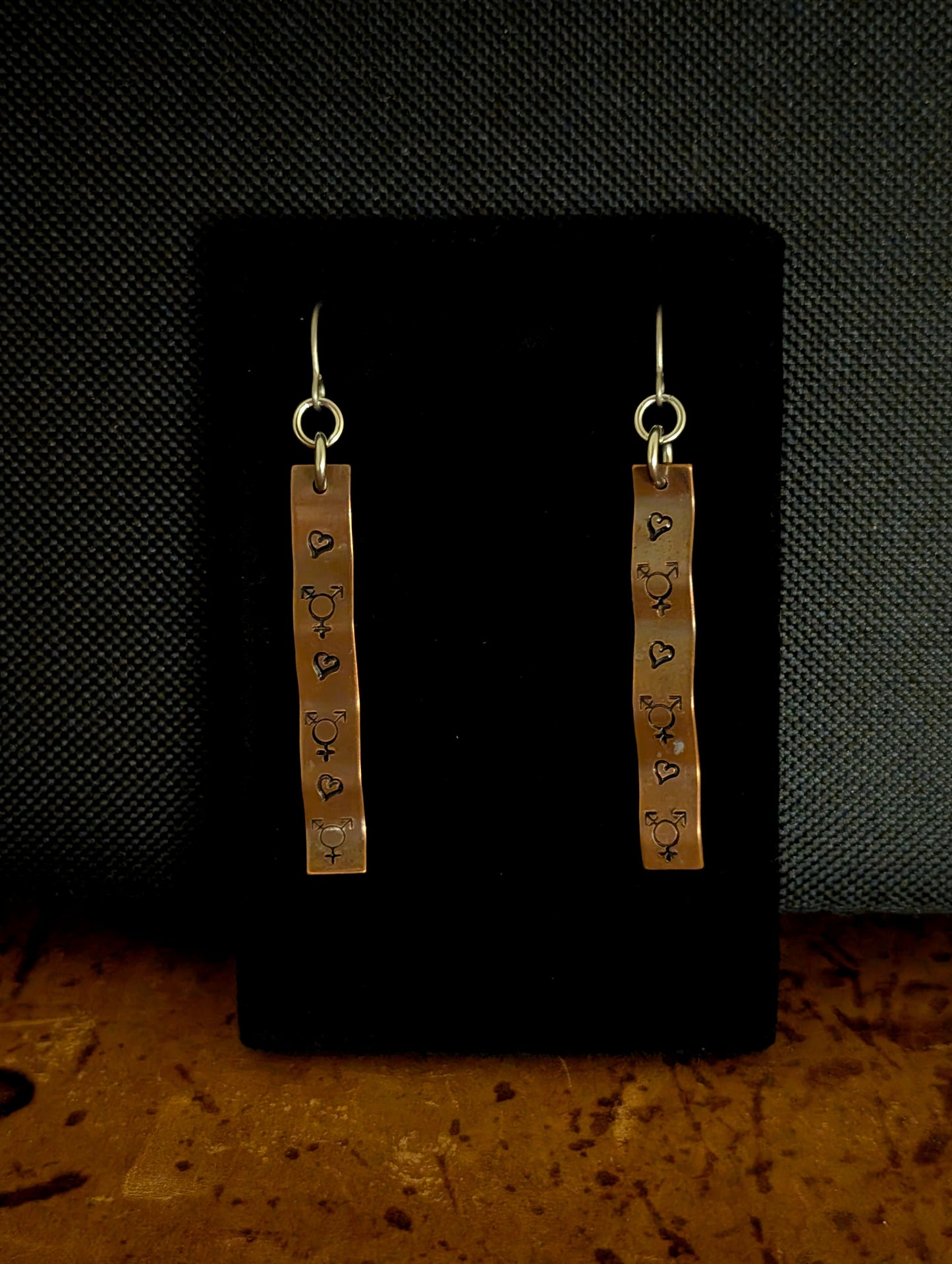 <3 Trans Symbol Copper EARRINGS by Sixth House Ego
