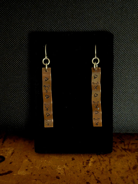 <3 Trans Symbol Copper EARRINGS by Sixth House Ego
