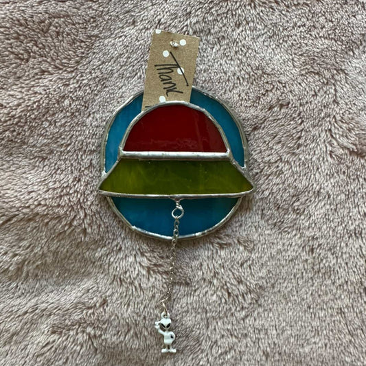 UFO with Alien Stained Glass WALL HANG
