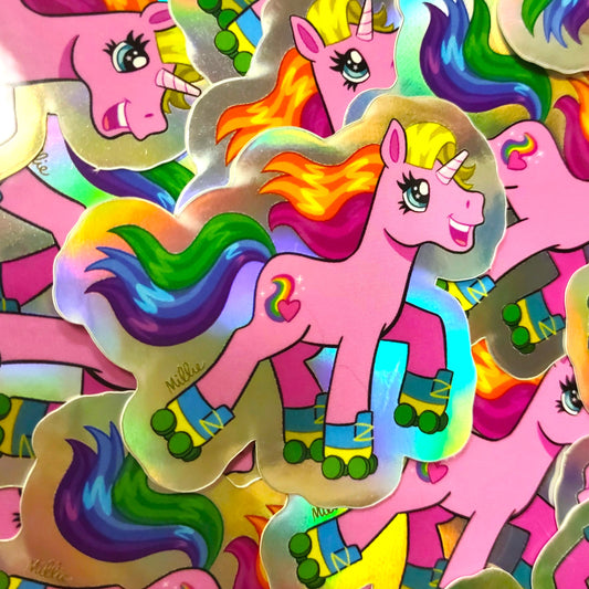 Unicorn Fun Holographic STICKER by Millie Dubois