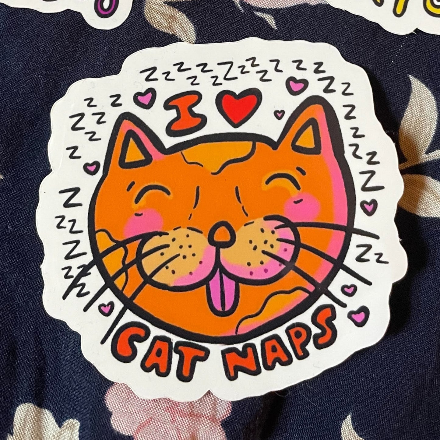 I Heart Cat Naps STICKER by Caroline