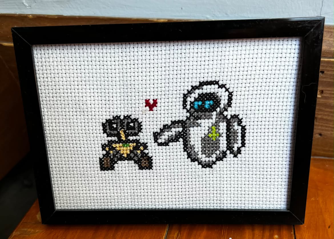 Wall & Eva Framed Cross-Stitch