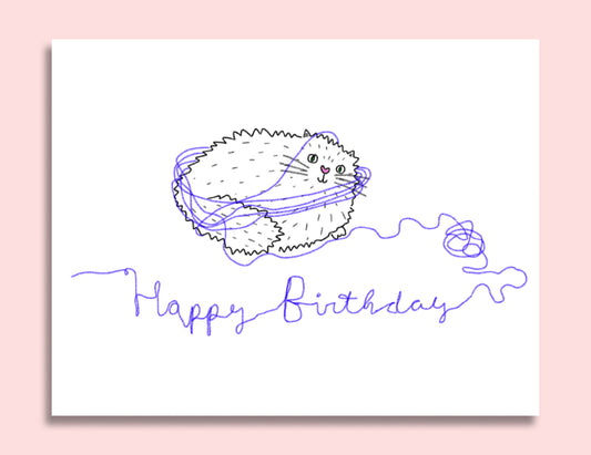 Happy Birthday Yarn Cat CARD