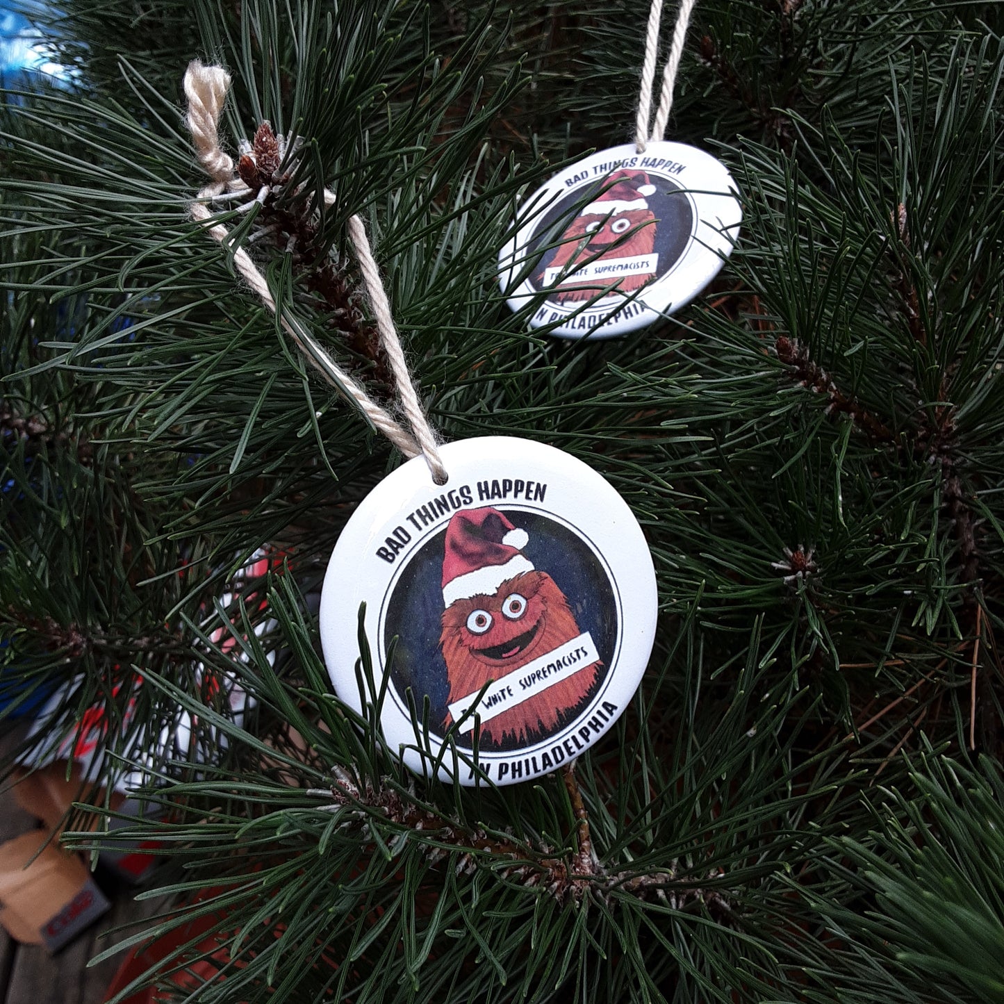 Bad Things Happen Grit Santa Charms / Ornaments by Miller Potoma