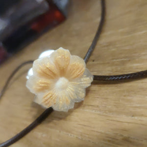 Ceramic Beeb Head w/ Resin Flower NECKLACE