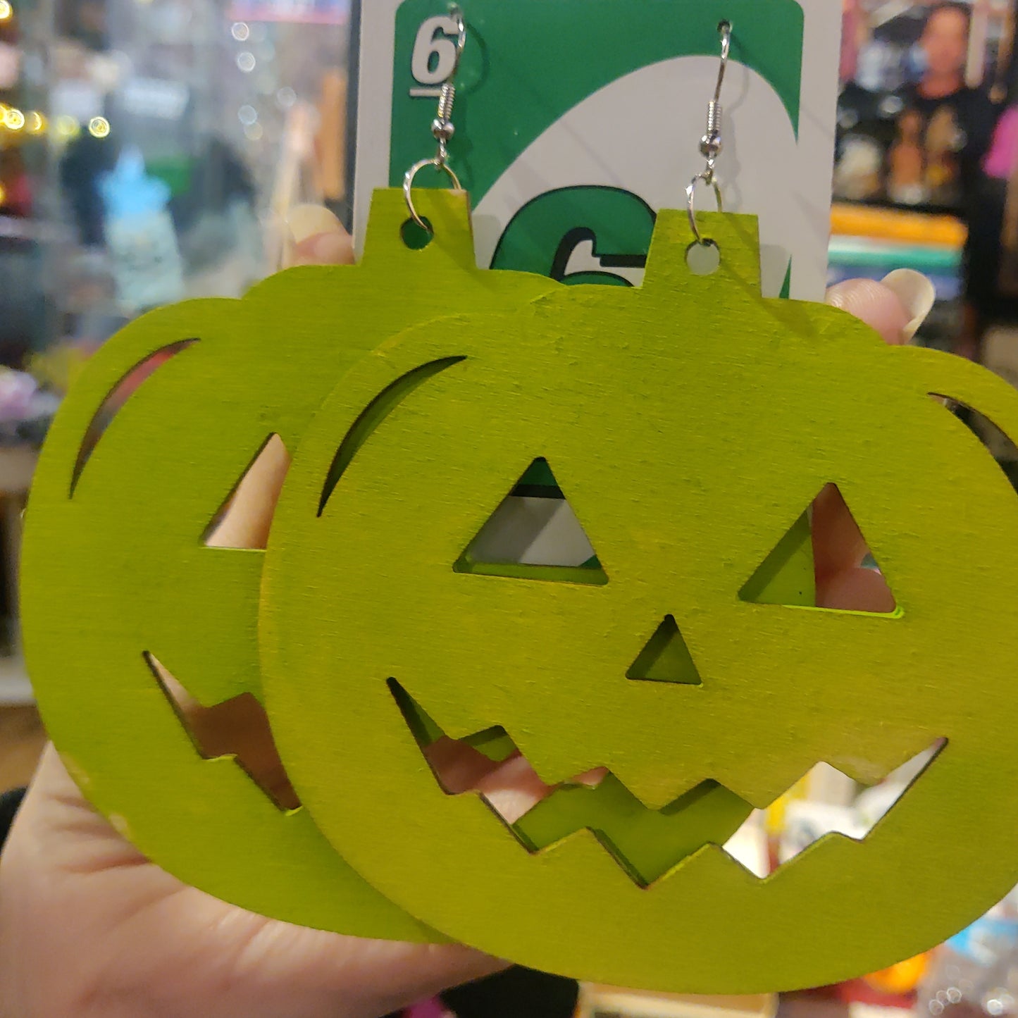 Large Green Jack-o'-lantern EARRINGS by Skullduggery Studio