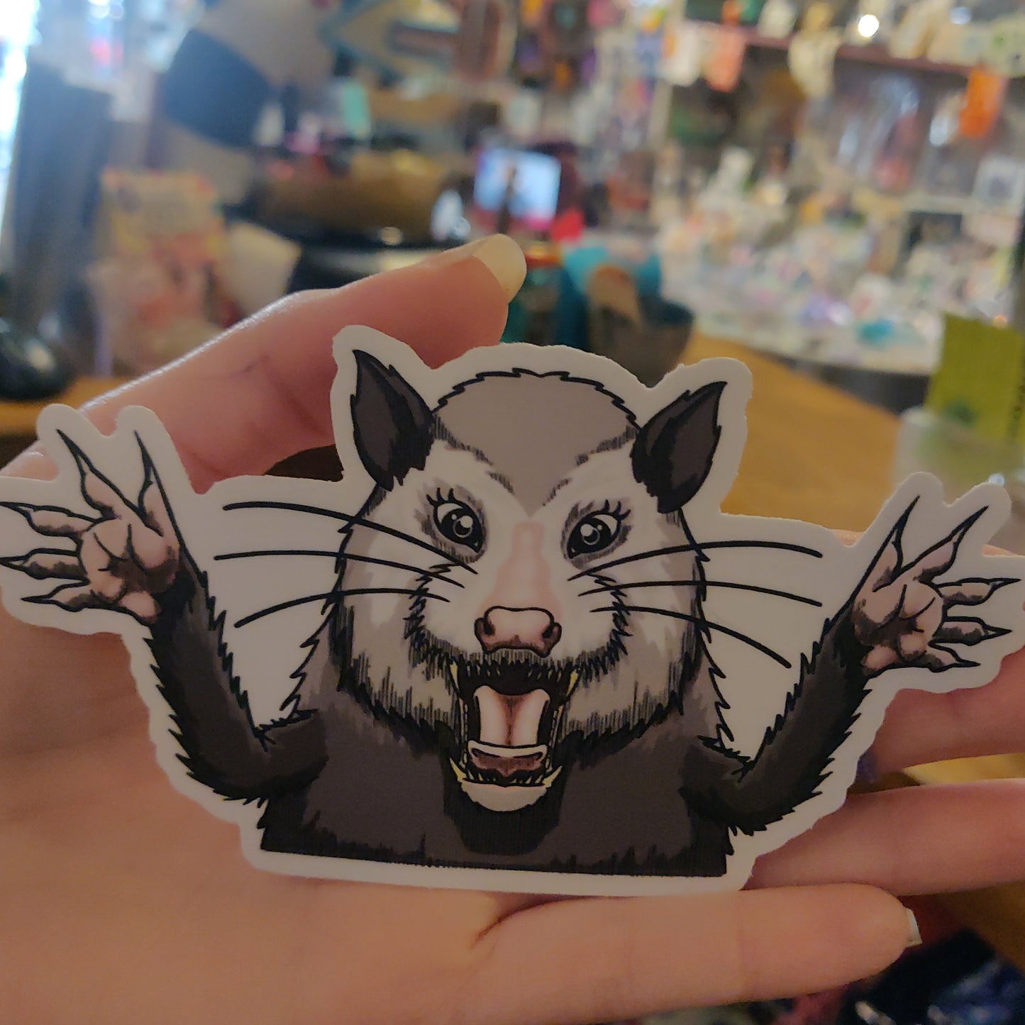 Screaming Bernadette Opossum STICKER