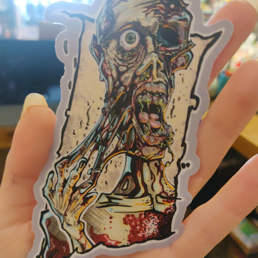 Zombie Skull STICKER by rose bear arts