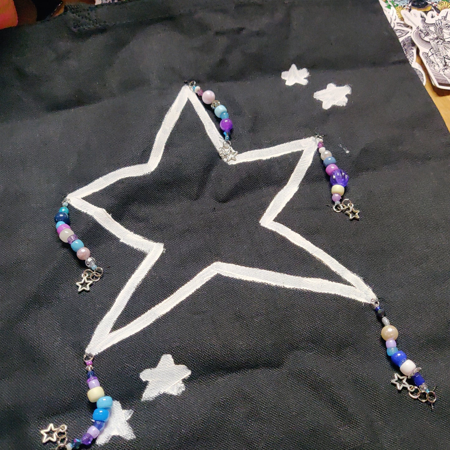 Star Hand-Painted Beaded TOTE BAG