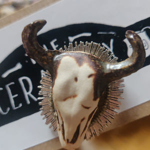 Ceramic Cow Skull PIN / BROOCH