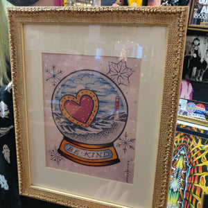 Be Kind Snow Globe Framed PRINTs (Limited Edition by Evan Void)