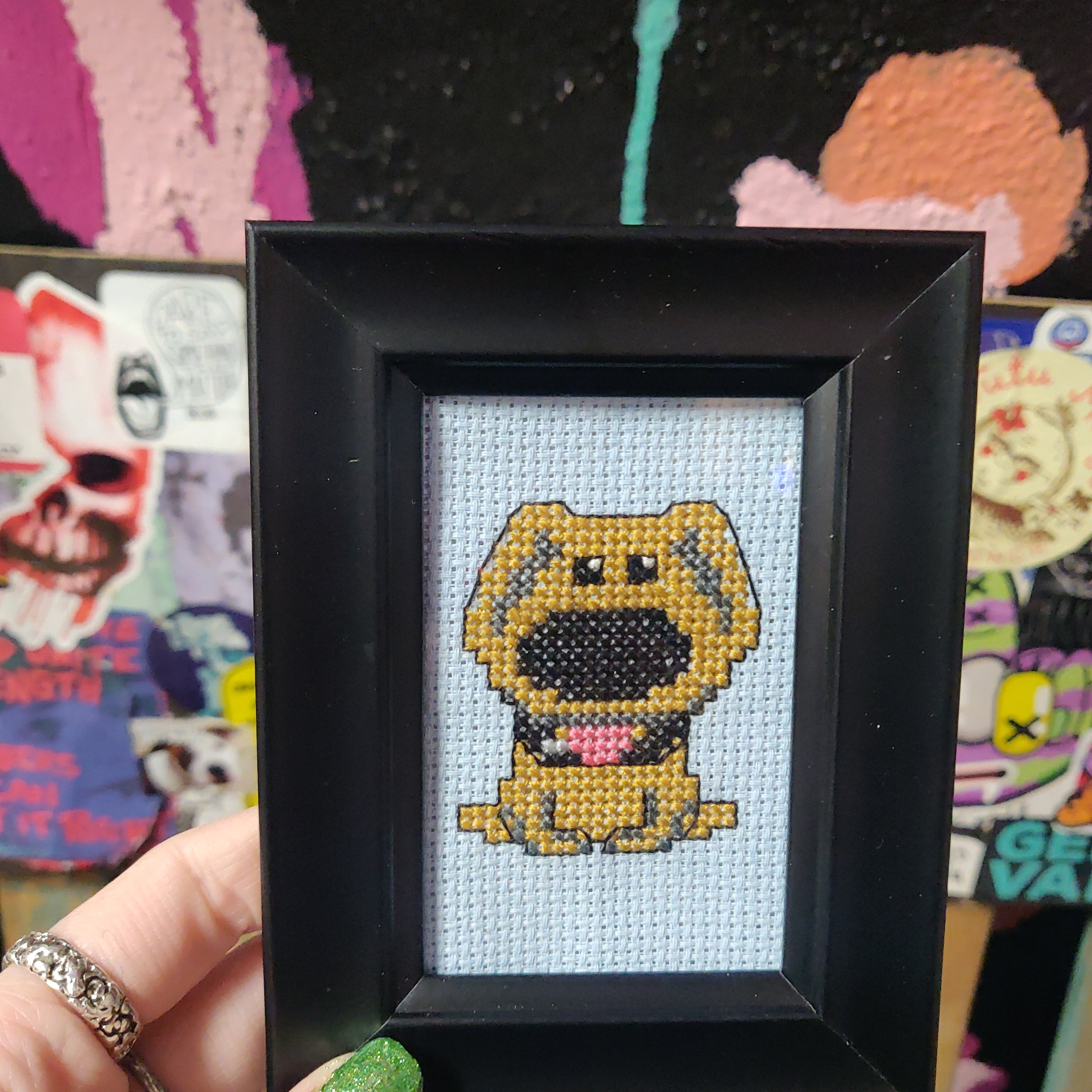 Dog Small Framed Cross-Stitch