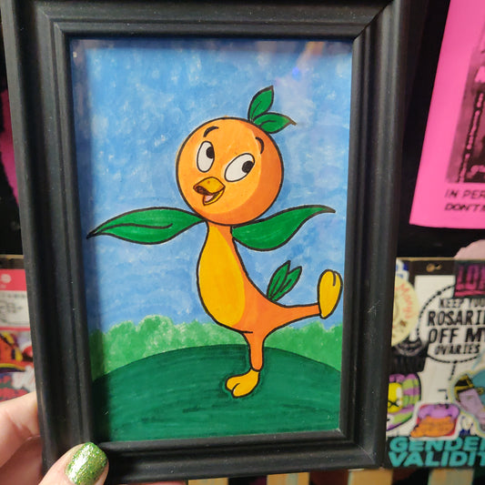 Orange Bird Framed  WALL ART
