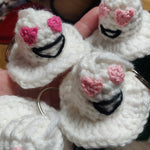 Crocheted Heart Eyes Ghosties on KeyRing