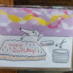 Happy Birthday dog w/ cake CARD