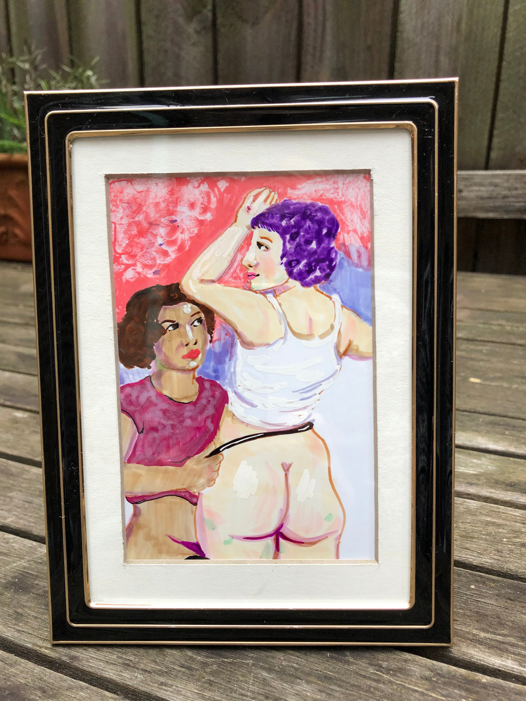 (ADULT) You Know it Makes My Heart Quick Framed Original Art by Stevie Laney