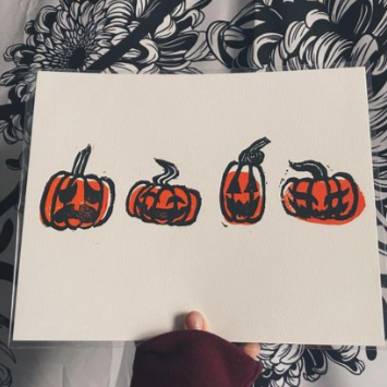 Jen's Pumpkins ~ Linocut 8x10" PRINT
