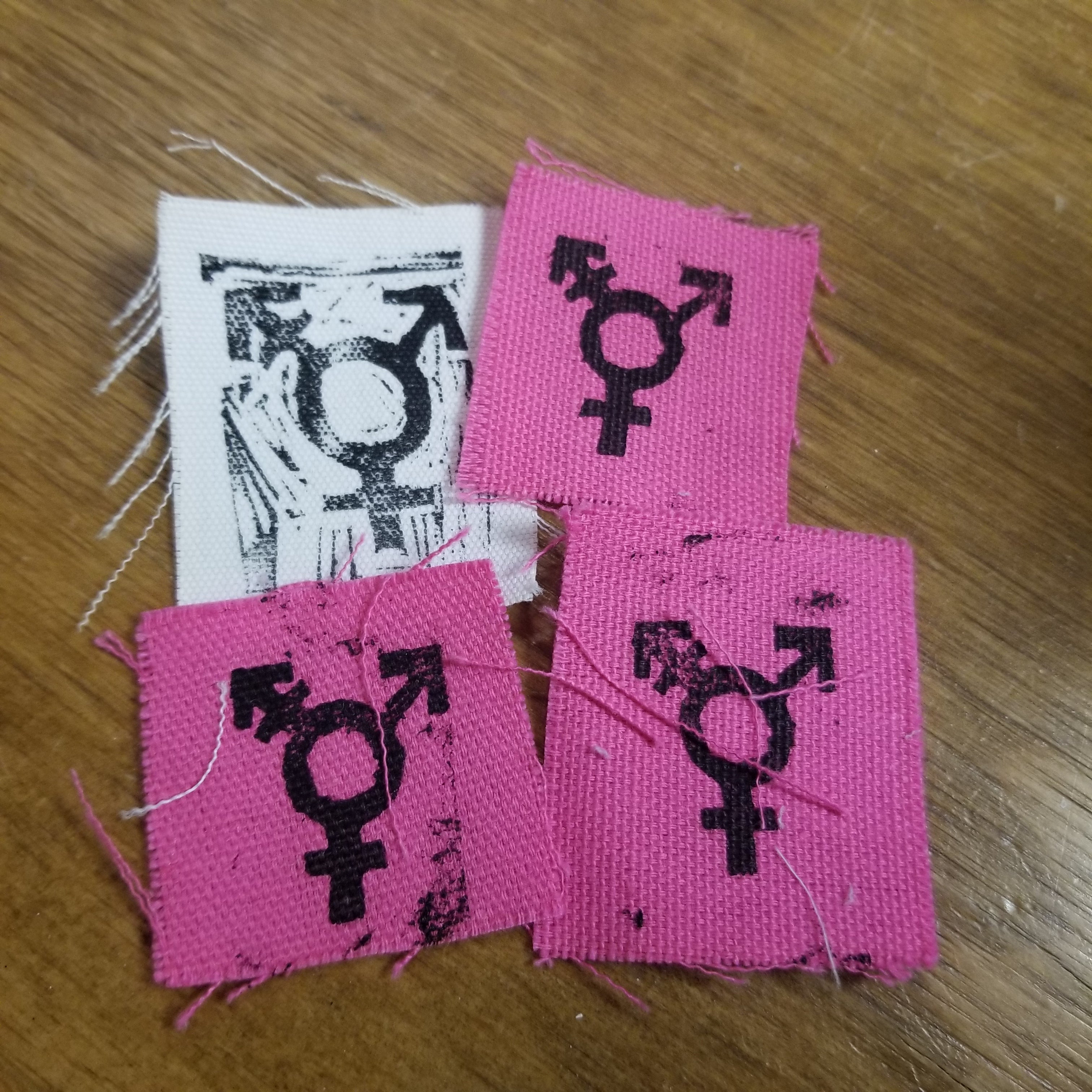 Trans Pride Hand Carved and Stamped PATCH