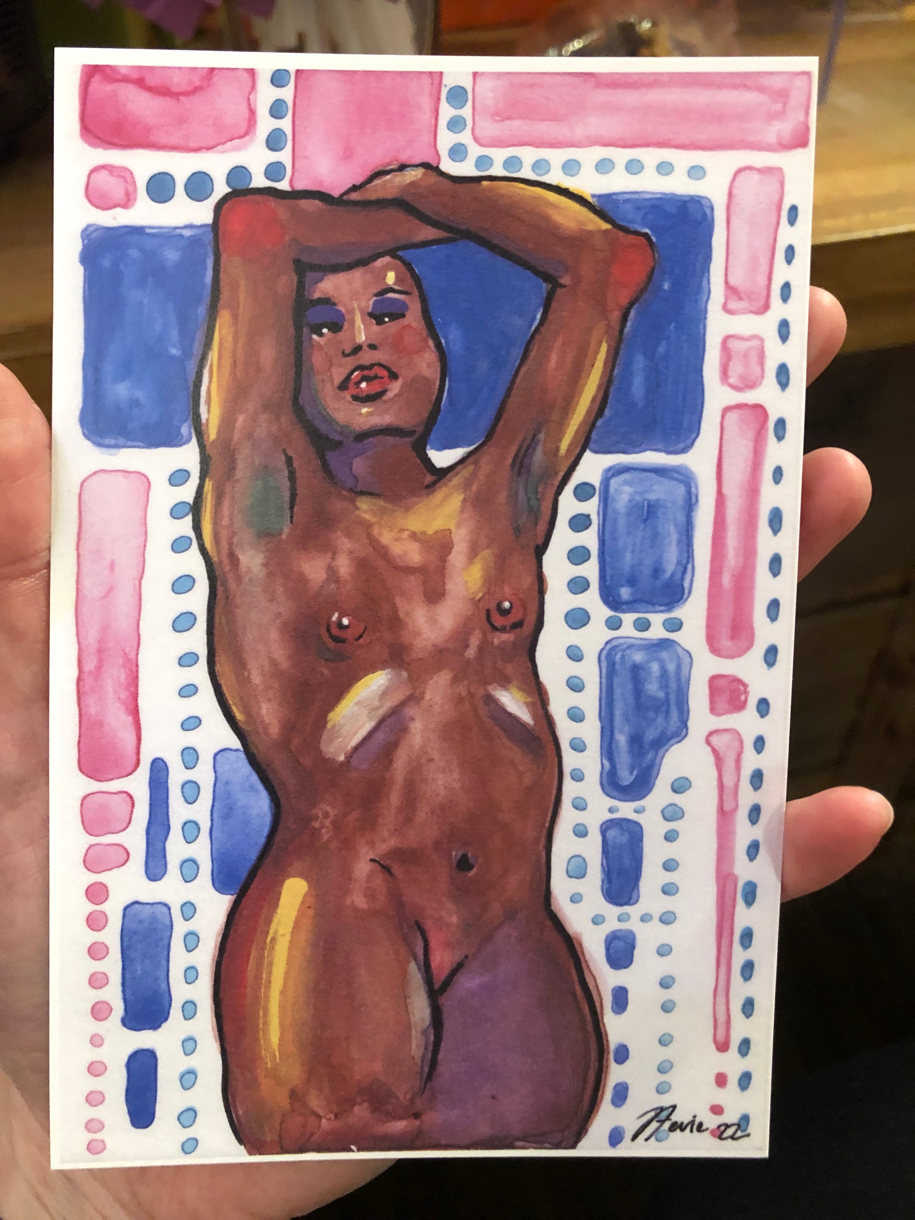 Very Pink and Blue POSTCARD / SMALL PRINT