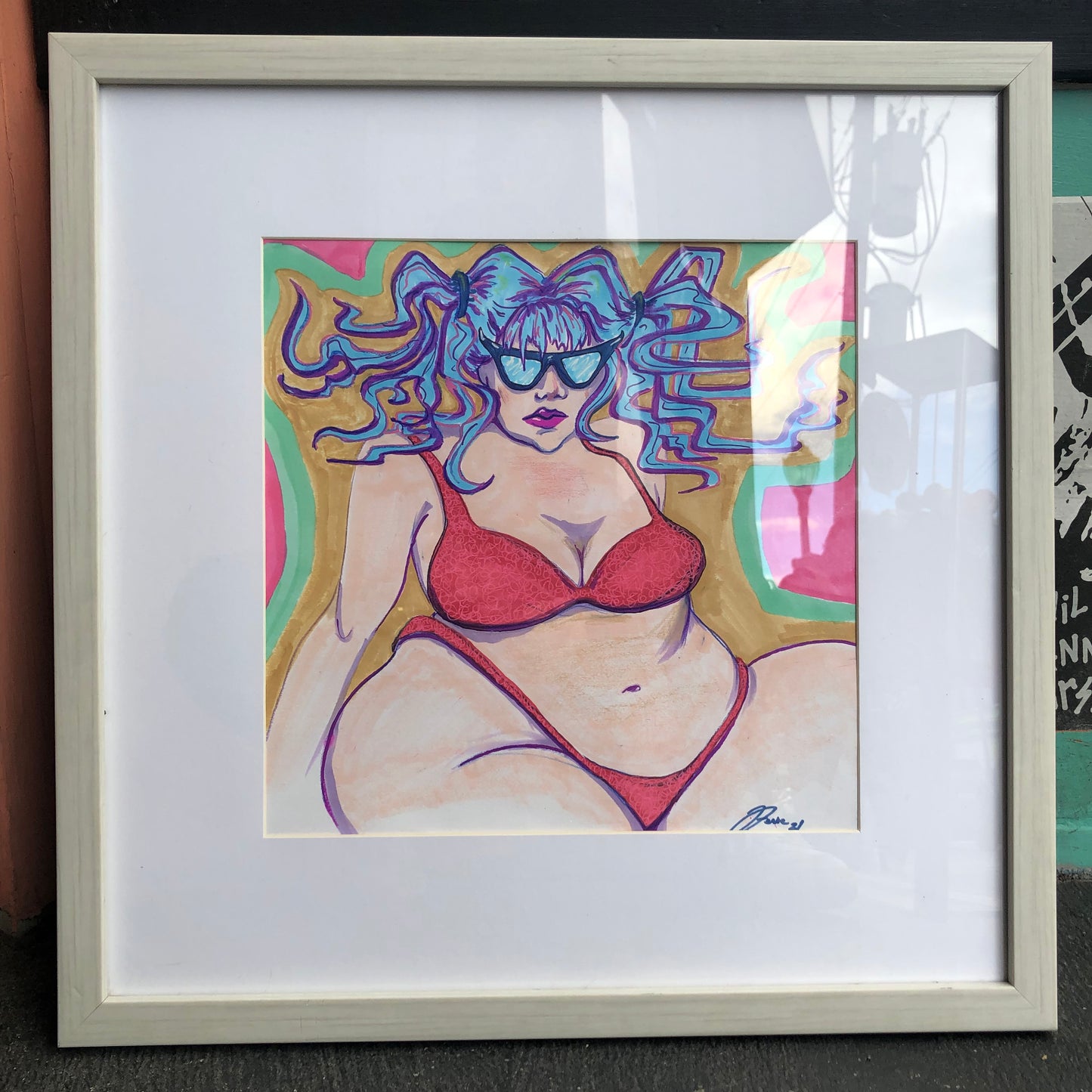 Her Hair Reminds Me Of Medusa Framed Original Art by Stevie Laney