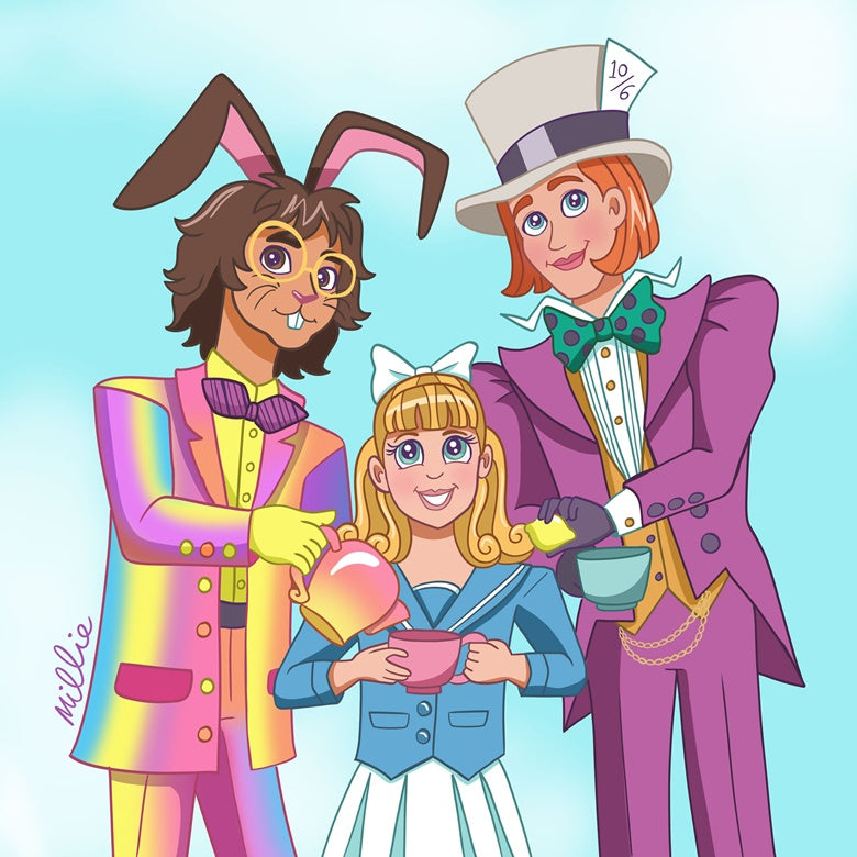 Alice, Hare and Hatter PRINT by Millie Dubois