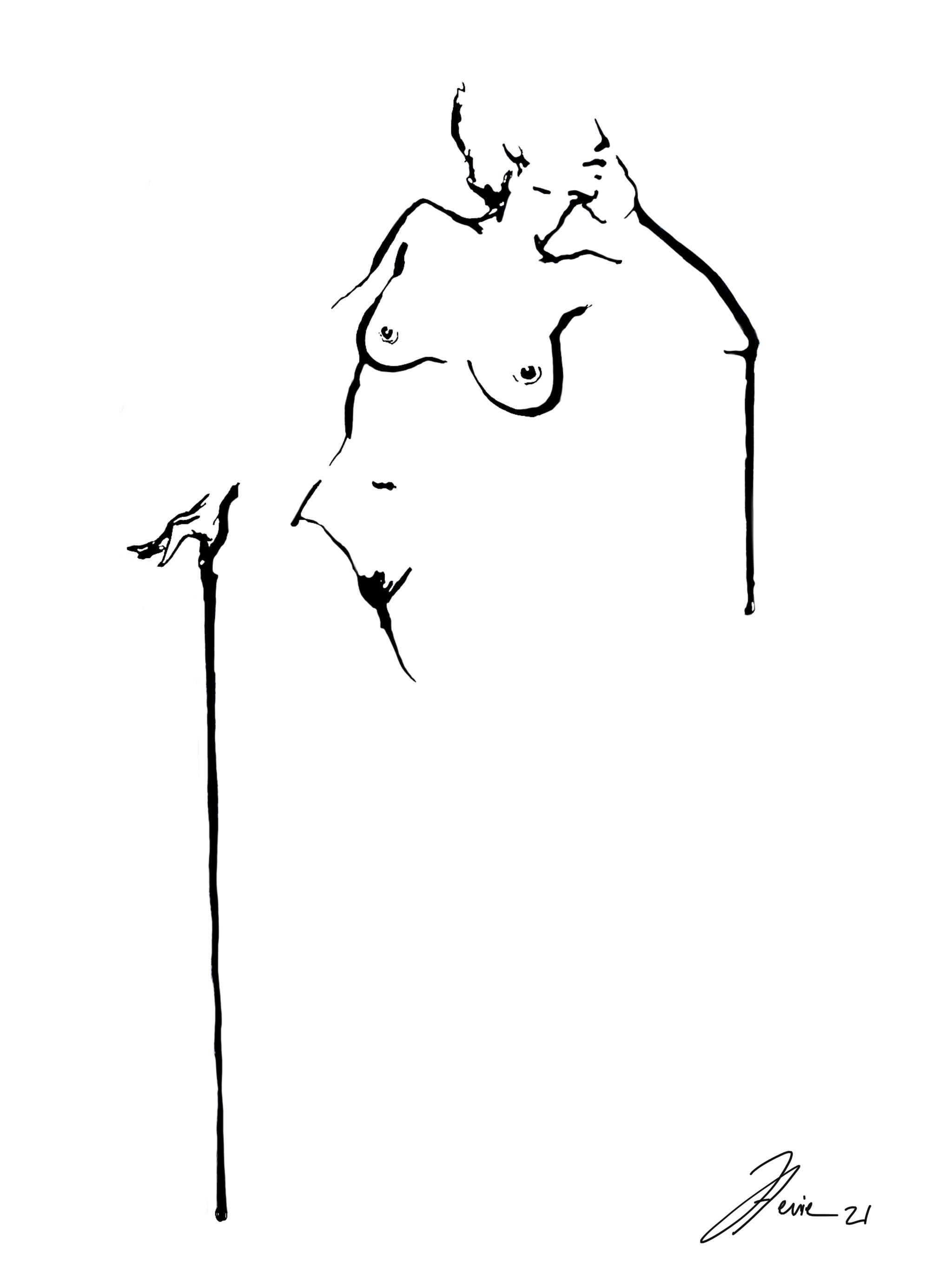Line Drip Figure Drawing PRINT