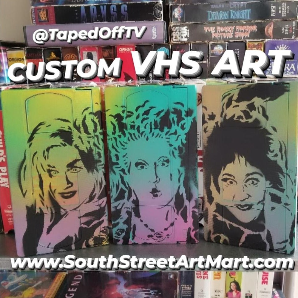 Custom VHS Tape Stencil Art by @TapedOffTV (Commissions Open!)
