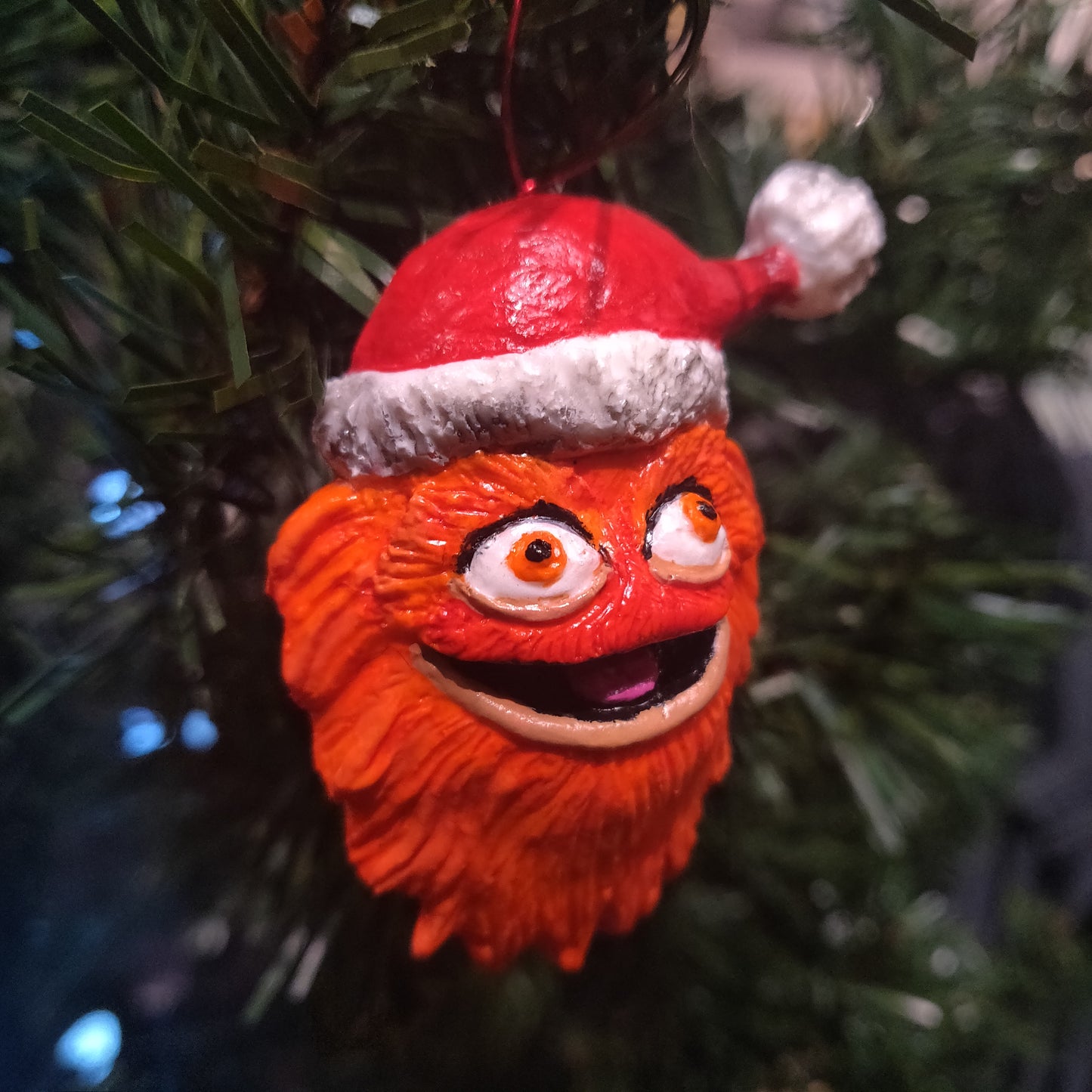 Hand-painted Santa Grit Sculpted ORNAMENT