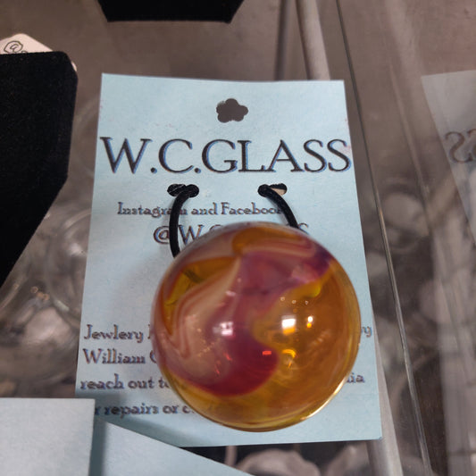 Round  Blown Glass Pendants NECKLACE by W.C. Glass