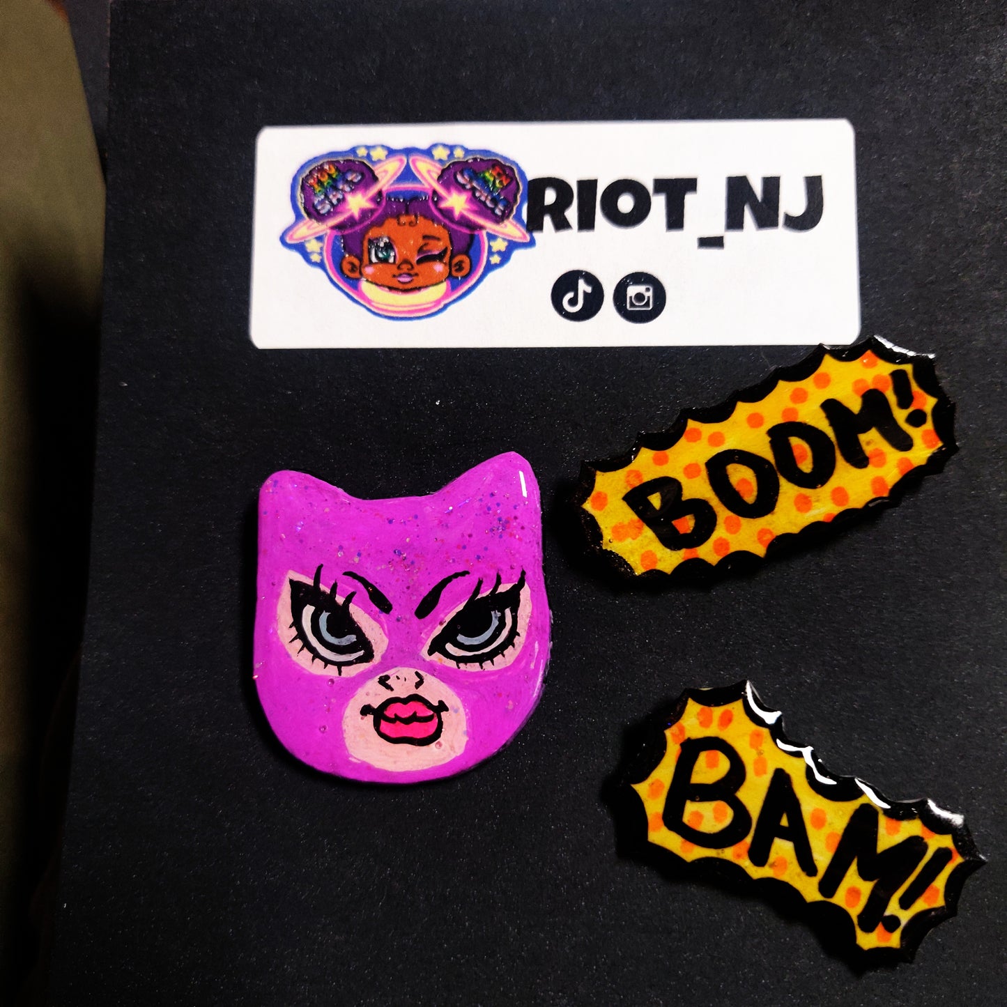 Cat Woman 3 Pin Set (Boom Bam) by Riot NJ