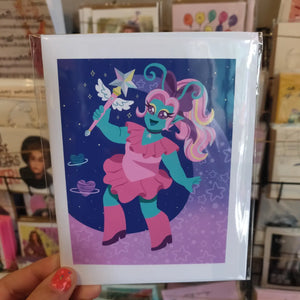 Space Girl GREETING CARD by Millie Dubois