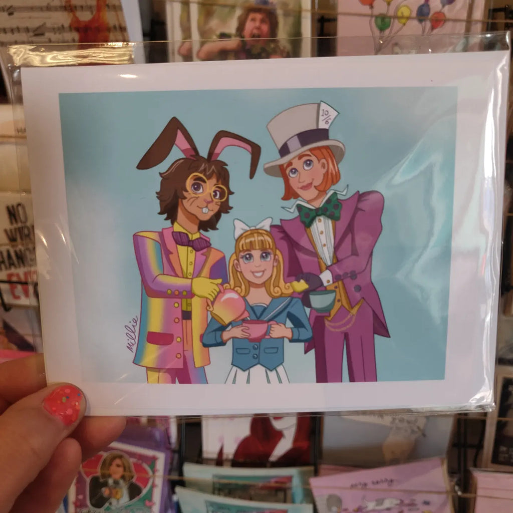 Alice, Hare and Hatter GREETING CARD by Millie Dubois