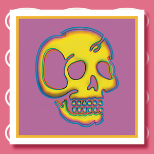 Trippy Yellow Skull 5x5 PRINT by One Dumb Shop