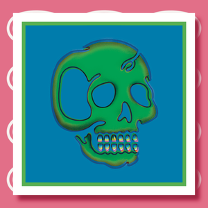 Trippy Green Skull 5x5 PRINT by One Dumb Shop