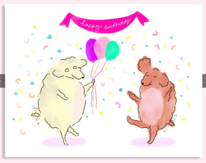 Happy Birthday Party Fluffy Pups CARD