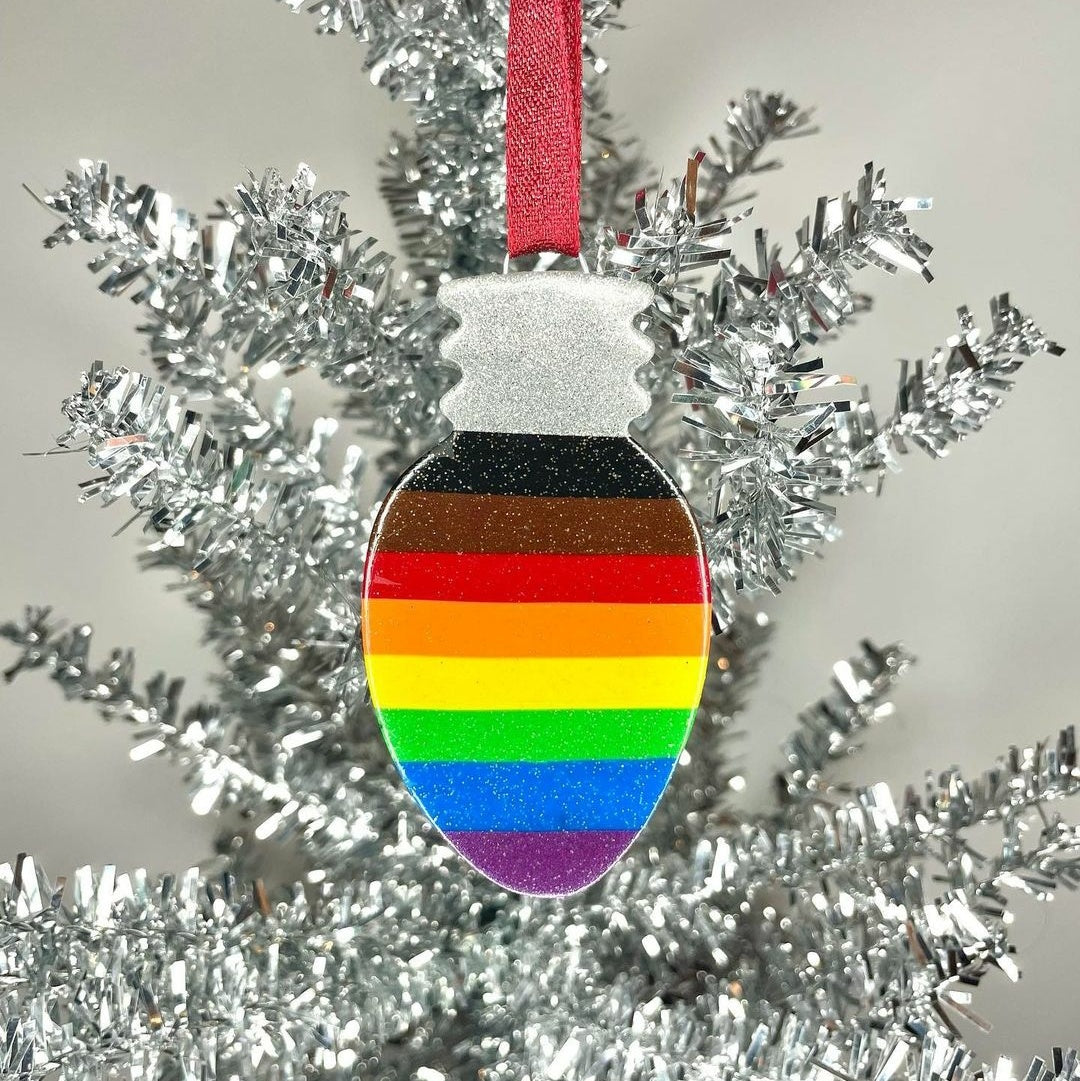 Inclusive Pride Flag Holiday ORNAMENT by Gay Clay