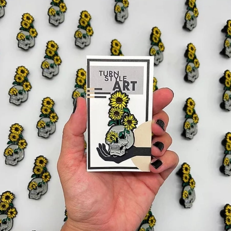 Sunflower Skull ENAMEL PIN