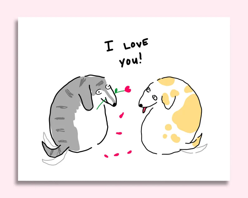 I Love You (dog w/ rose) CARD