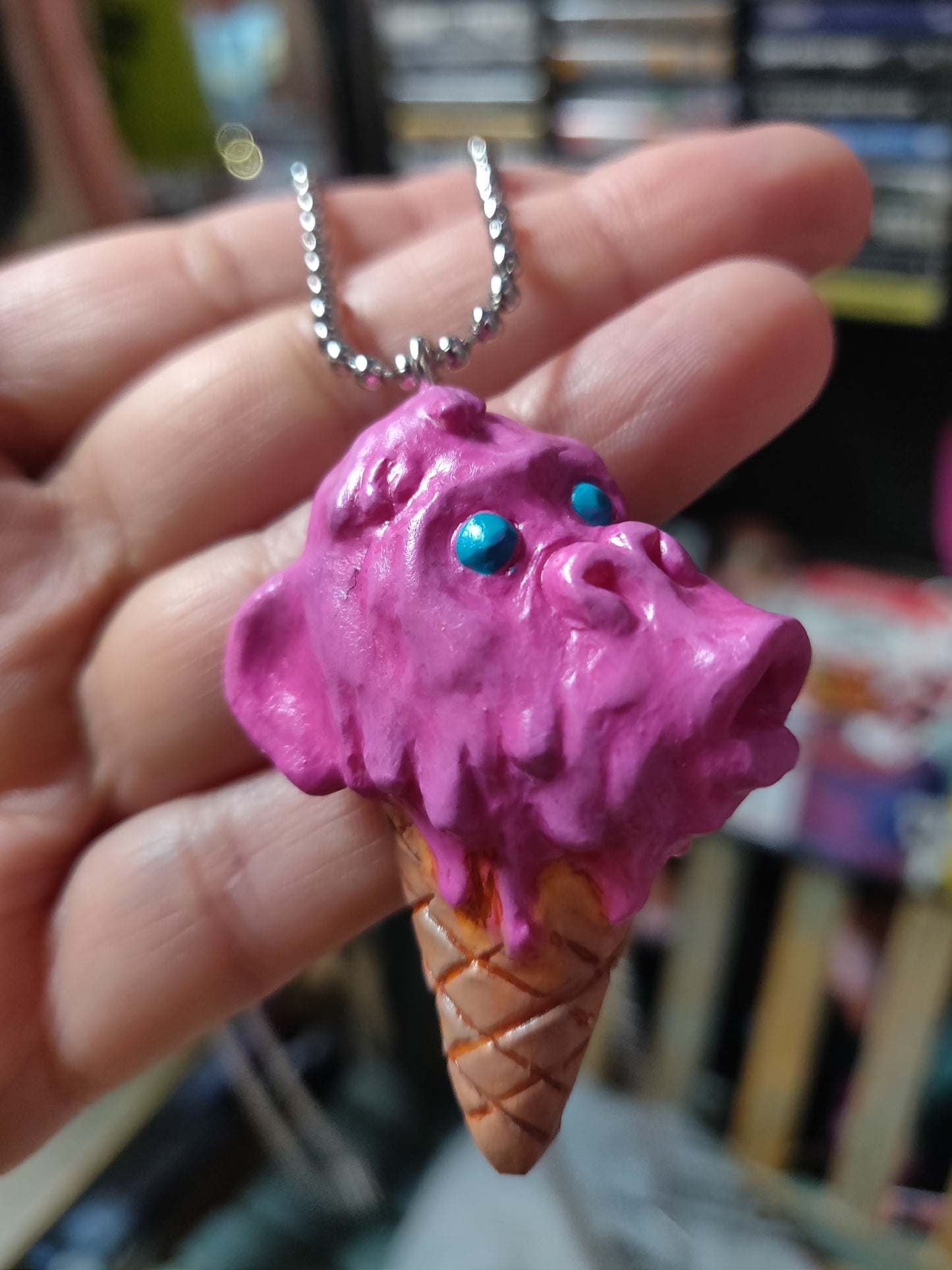 Monkey Ice Cream Cone Hand-sculpted Necklaces