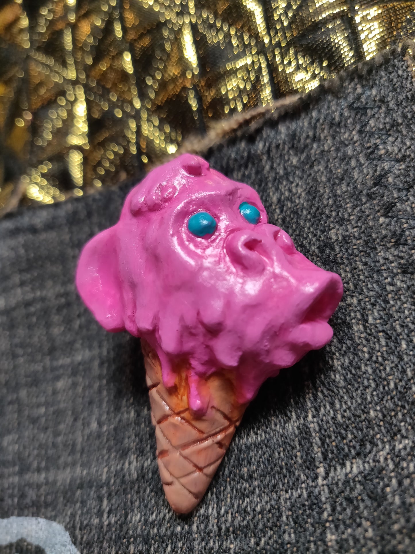 Monkey Ice Cream Cone Hand-sculpted PINS