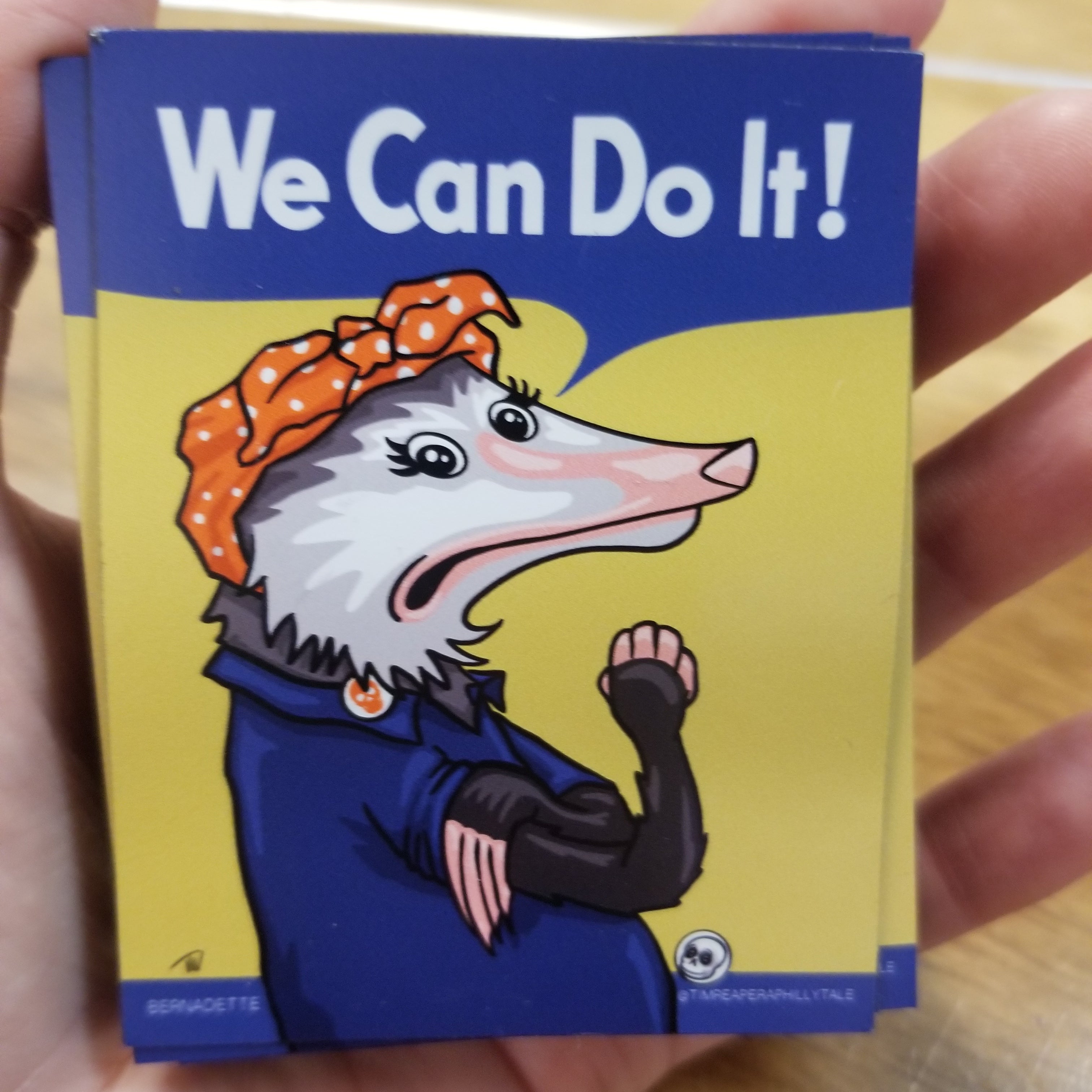 Bernadette the Opossum We Can Do It MAGNET